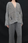 Mutedance 24 Autumn and Winter Flower Dye V-Neck Top Series MD-MD24FW58-GRAY MD24FW58 MD24FW59